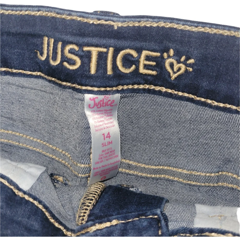 Girls Justice Distressed Classic Denim Dark Wash Shorts Size 14 Slim